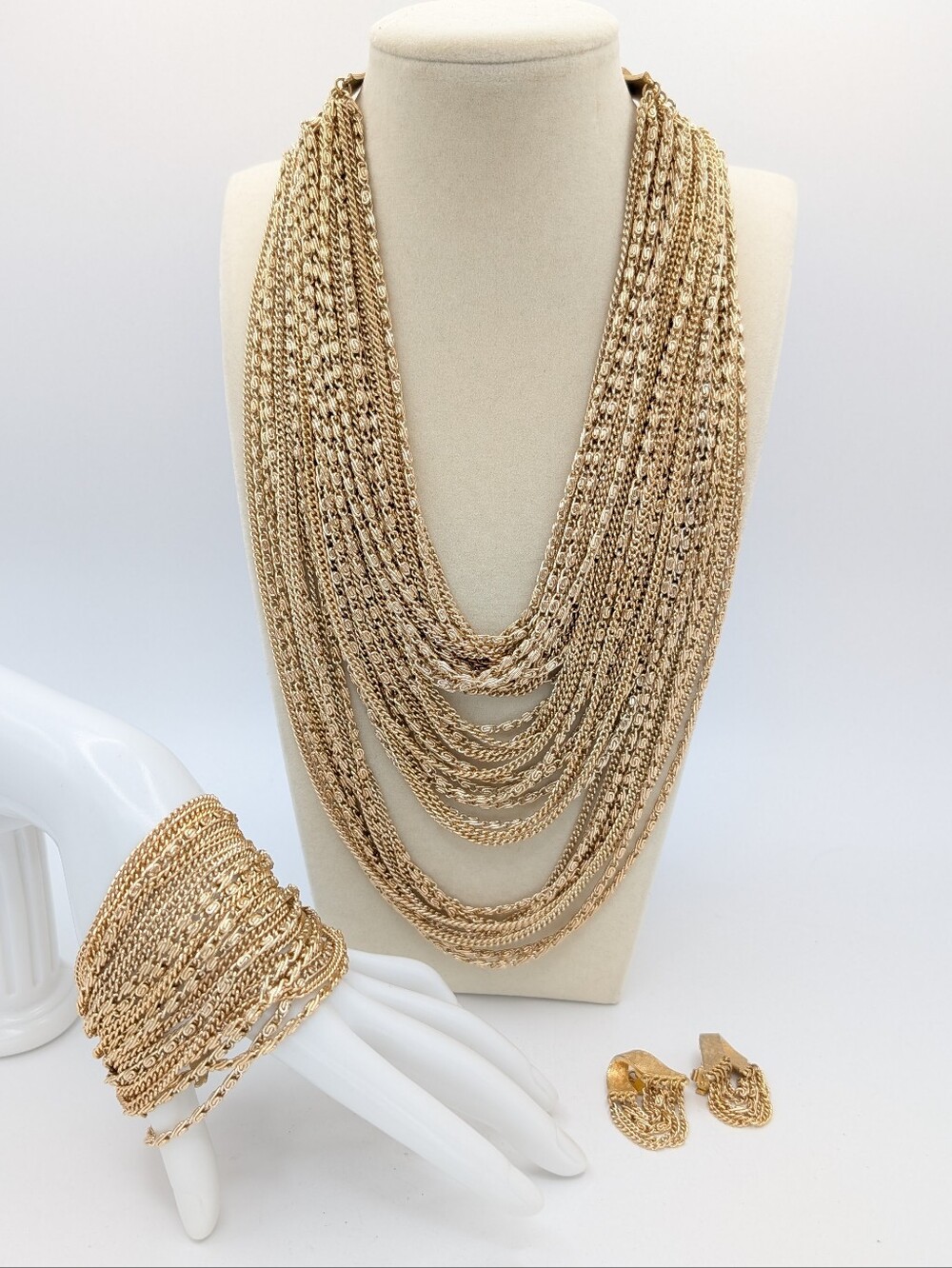 Vintage ART Statement Multi Chain Three Piece Set